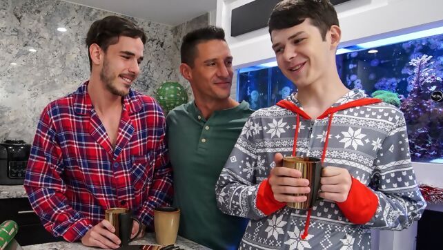 Gay Xnxx - Young Twink Boy Stepson's Threesome Christmas Fuck With Dad twink